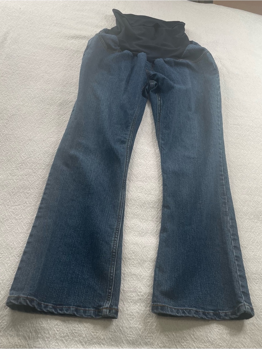 Destination Maternity Two‎ Hearts Dark Blue Flare Jeans w/Belly Panel Size P/L